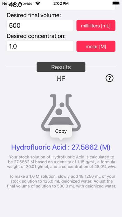 Acid and Base Molarity Calc Schermata dell'app