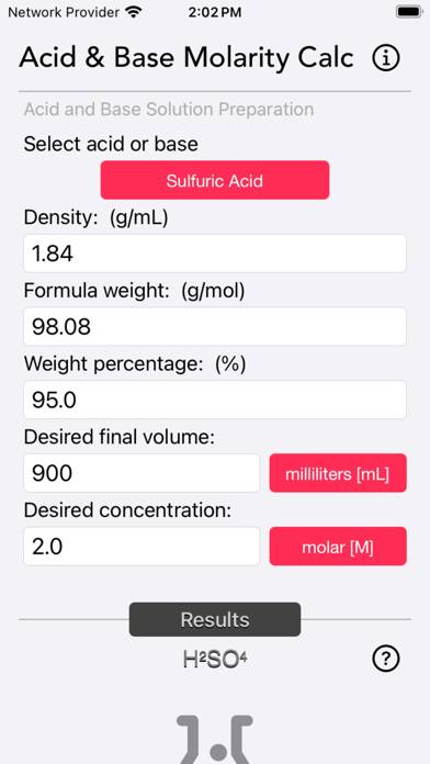 Acid and Base Molarity Calc Schermata dell'app