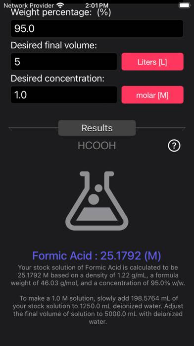 Acid and Base Molarity Calc Schermata dell'app