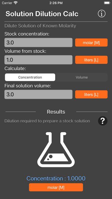 Solution Dilution Calculator screenshot