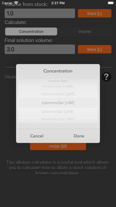 Solution Dilution Calculator App screenshot