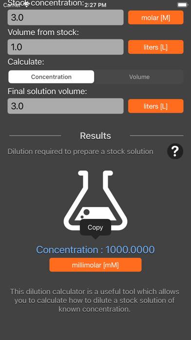 Solution Dilution Calculator App screenshot