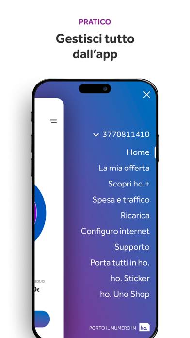Ho. Schermata dell'app
