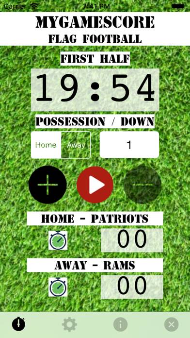 MyGameScore Flag Football App screenshot