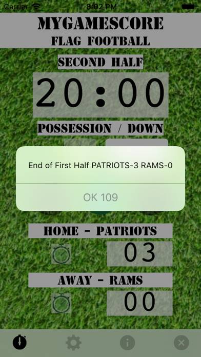 MyGameScore Flag Football App screenshot