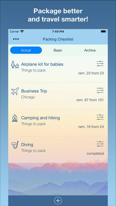 Travel Packing Checklists Скриншот приложения #1