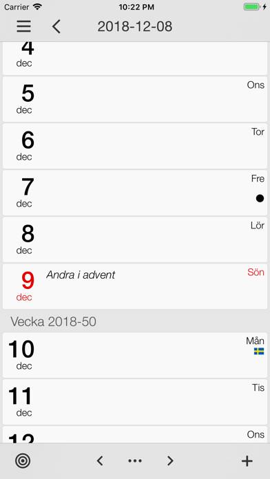 Svensk Almanacka Pro App skärmdump #3