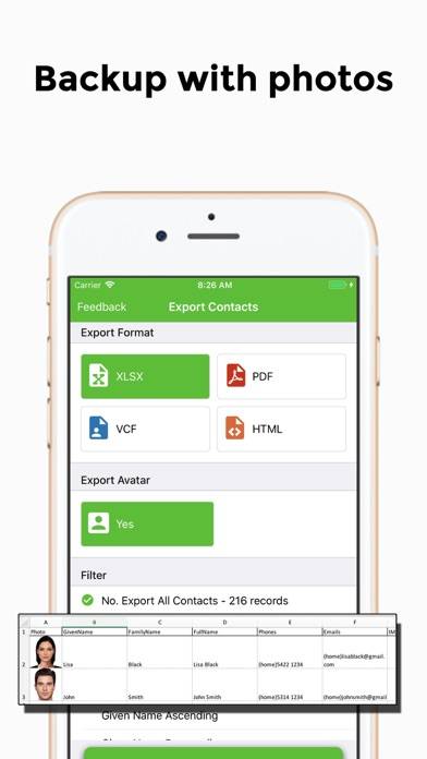 Export Contacts App screenshot