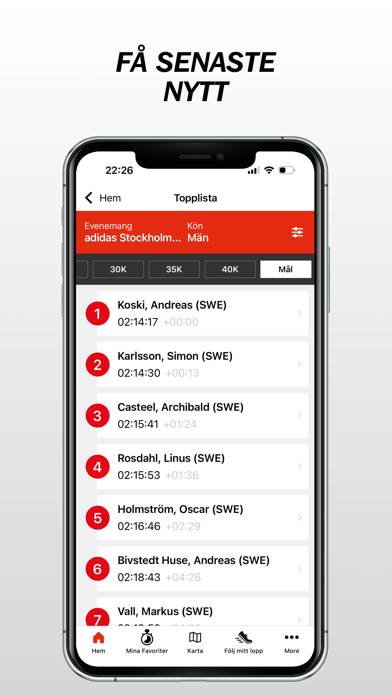 Adidas Stockholm Marathon App skärmdump