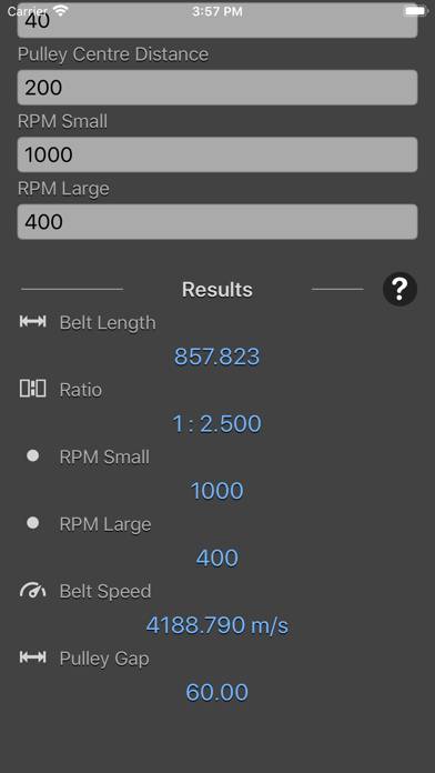 Pulley Calculator App skärmdump