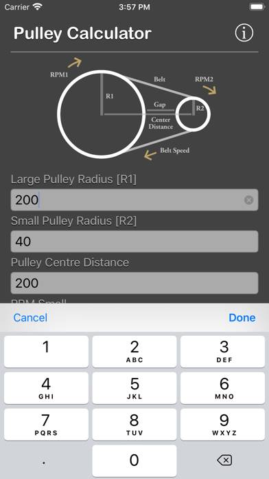 Pulley Calculator App skärmdump