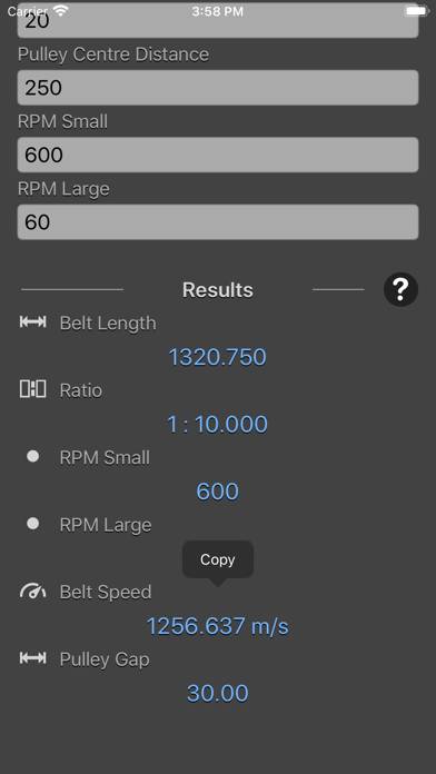 Pulley Calculator App skärmdump