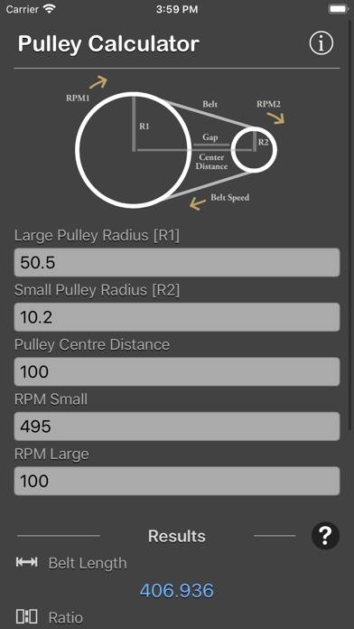 Pulley Calculator App skärmdump