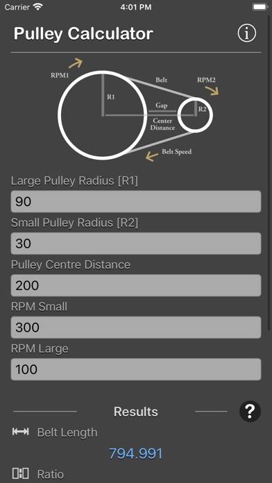 Pulley Calculator App skärmdump