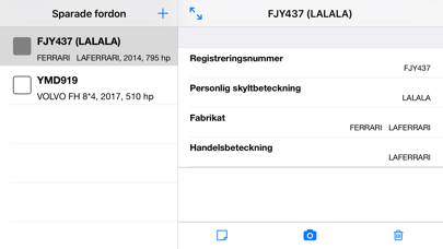 Fordonsdata App skärmdump