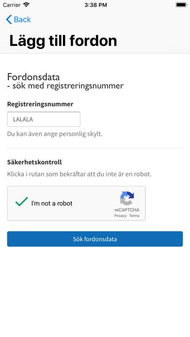 Fordonsdata App skärmdump