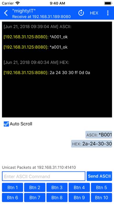 UDP Terminal Schermata dell'app