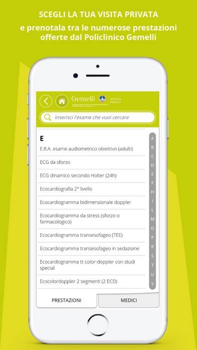 Prenoting Gemelli Schermata dell'app
