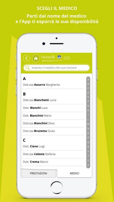 Prenoting Gemelli Schermata dell'app