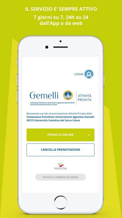 Prenoting Gemelli Schermata dell'app