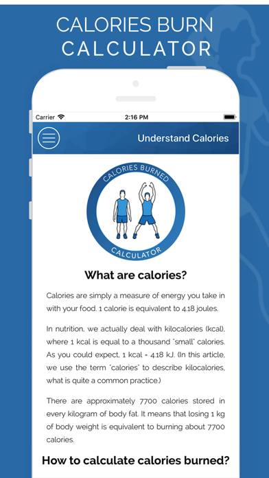 Calories Burning Calculator Schermata dell'app