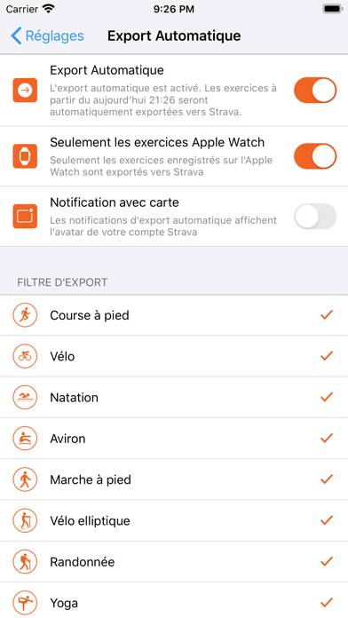 Workout Export Capture d'écran de l'application