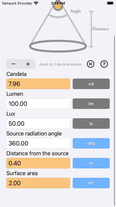 Lumen Calculator Captura de pantalla de la aplicación