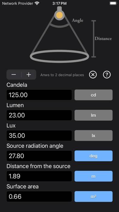 Lumen Calculator Captura de pantalla de la aplicación