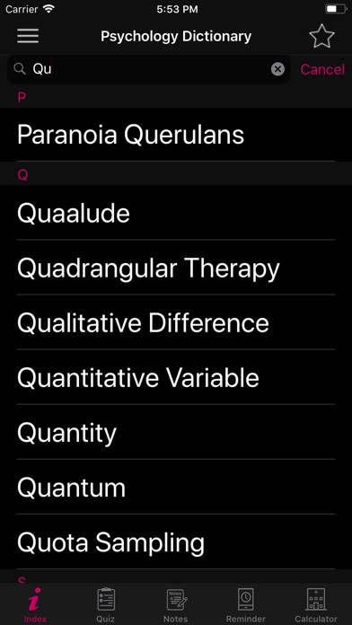 Psychology Dictionary Terms App screenshot