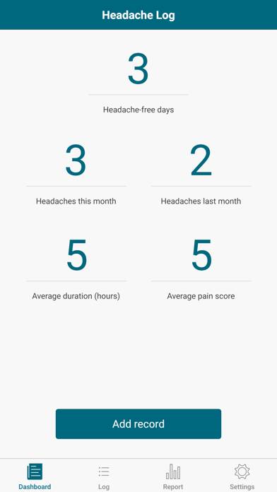 Migraine and headache diary screenshot