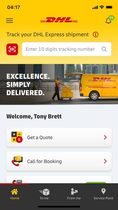 DHL Express Mobile App App skärmdump #1