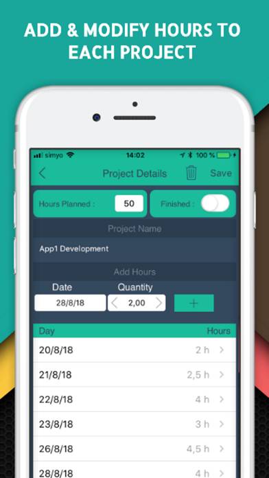 Projects Time Tracker Captura de pantalla de la aplicación