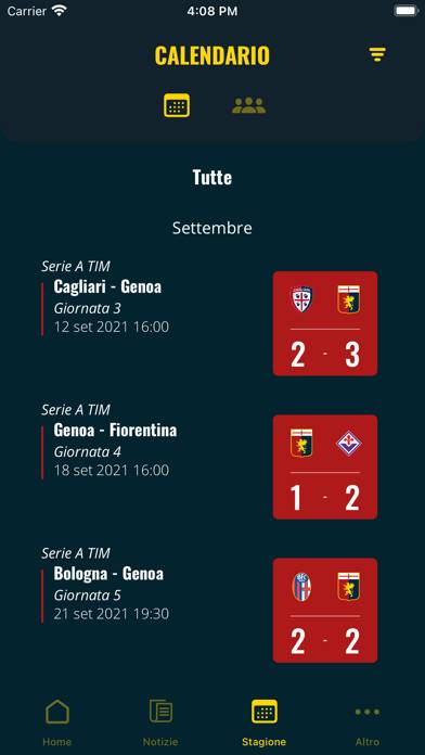 Genoa App Ufficiale Schermata dell'app
