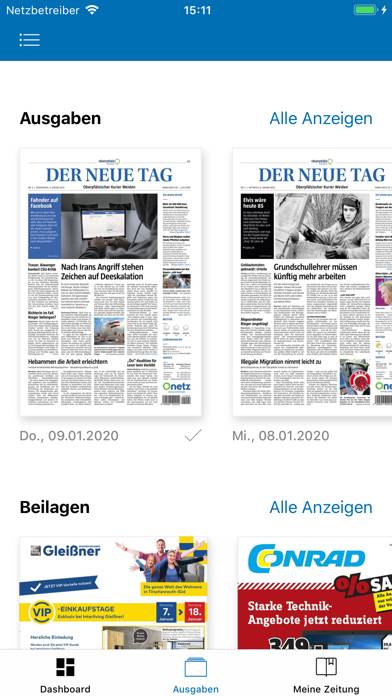 Oberpfalz Medien E-Paper Bildschirmfoto