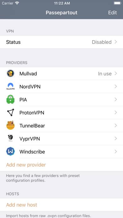 Passepartout, VPN Klient App skärmdump