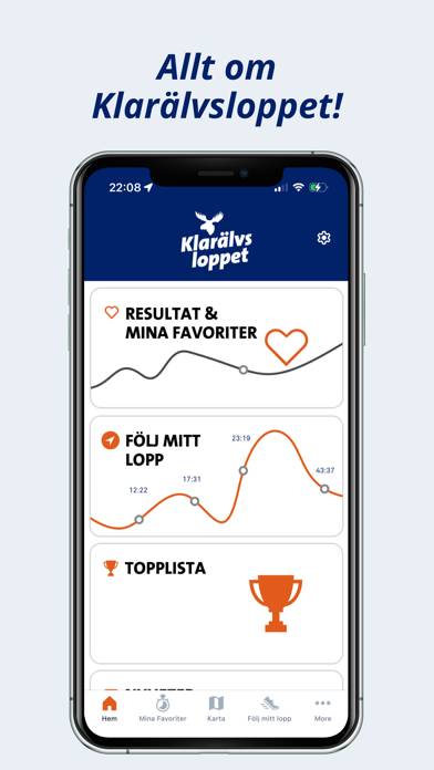 Klarälvsloppet App skärmdump
