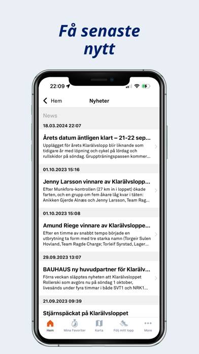 Klarälvsloppet App skärmdump