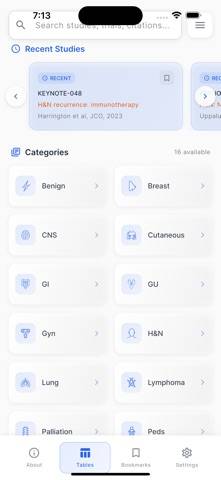 Rad Onc Tables App-Screenshot