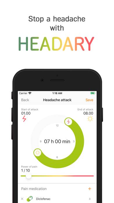 Headary: headache diary App screenshot #1