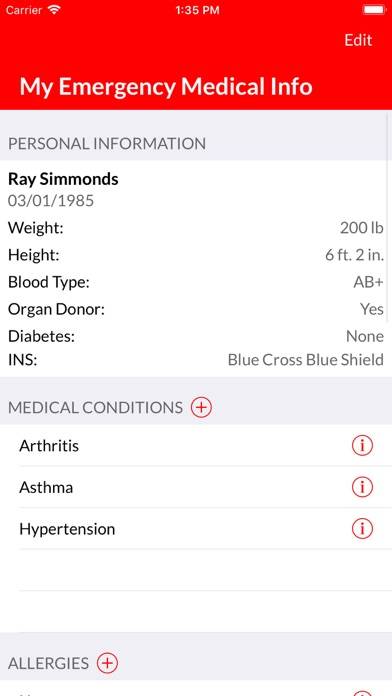 My Emergency Medical Info App screenshot #1