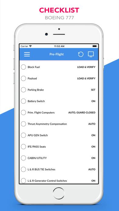 Boeing 777 Checklist Schermata dell'app #1