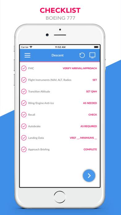 Boeing 777 Checklist Schermata dell'app #3