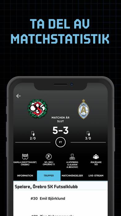 SFL Live App skärmdump