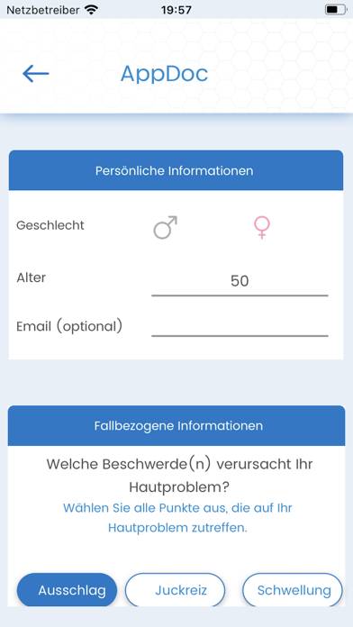 Online Hautarzt - AppDoc Bildschirmfoto