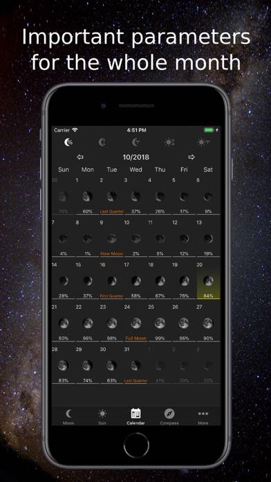 Moon Phase Calendar & Compass App-Screenshot