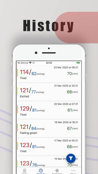 Blood Pressure H plus App screenshot