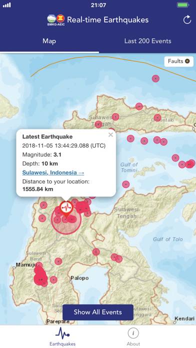 BMKG Real-time Earthquakes Capture d'écran de l'application #1