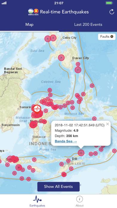 BMKG Real-time Earthquakes Capture d'écran de l'application