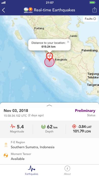 BMKG Real-time Earthquakes Capture d'écran de l'application