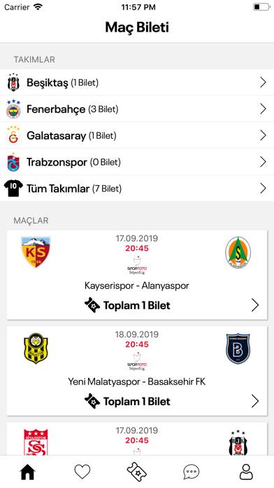 Maç Bileti Uygulama ekran görüntüsü #1